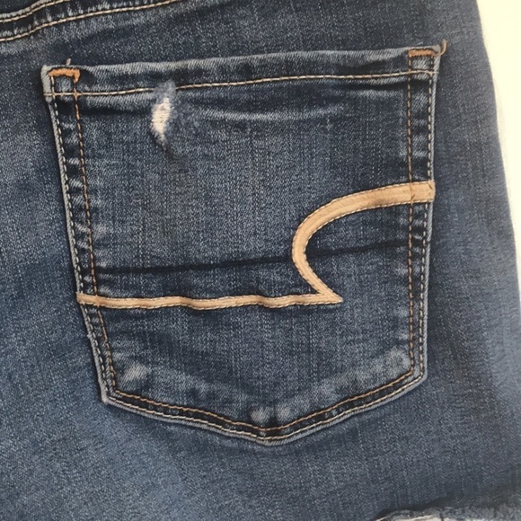 AMERICAN eagle super stretch high rise Shortie shorts jean denim  distressed  6 - Picture 4 of 9